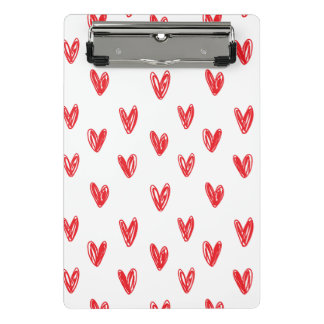 Hand Drawn Red Hearts Pattern – Minimal Valentine Mini Clipboard