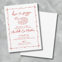 Hand Drawn Red Love Pizza Wedding Rehearsal Dinner