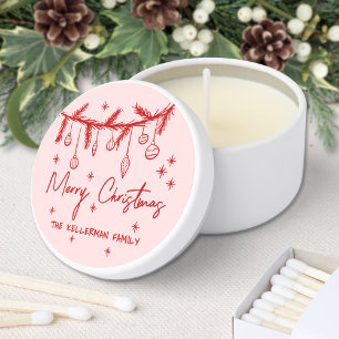 Hand Drawn Red Pink Christmas Mini Candle Favors
