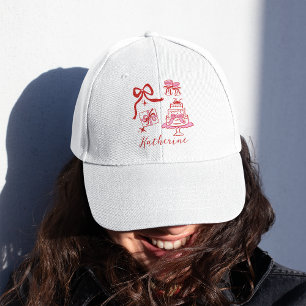 Hand Drawn Red Pink Doodles Whimsical Birthday  Hat