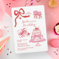 Hand Drawn Red Pink Scribble Birthday Party Invitation