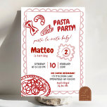 Hand Drawn Red Pizza Pasta Birthday Party Invitation<br><div class="desc">Modern Pizza Party Kids Birthday Invitation,  Slice of Fun Birthday Party,  Red Bow Pizza Birthday Party,  Pizza Making Birthday Party,  Illustrated Red Pizza and Pasta 1st Birthday Party,  Ciao Pasta Baby Kids Birthday Invitation,  Hand Drawn Italian Chef Pasta Birthday</div>