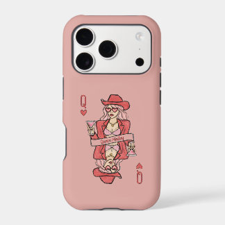 Hand Drawn Red Queen of Hearts Pink Doodle iPhone 17 Pro Case