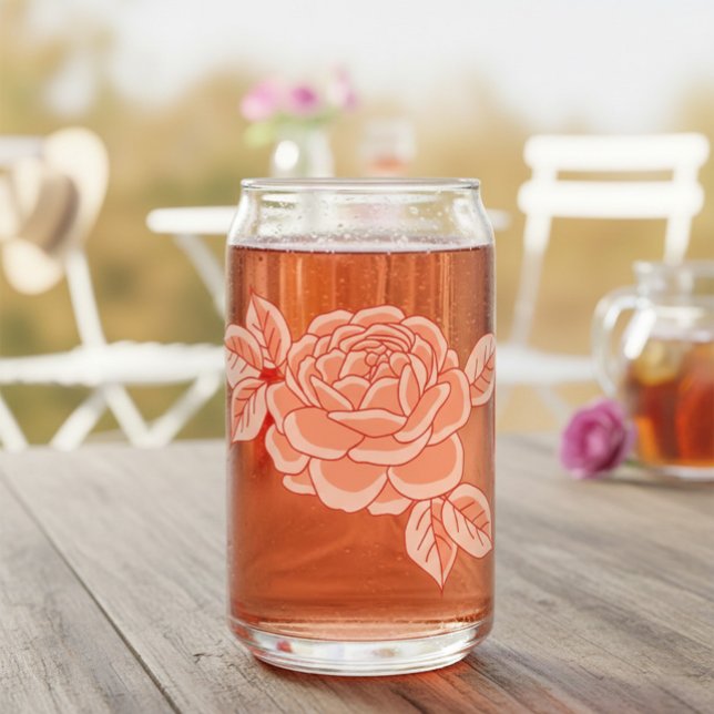 Hand-Drawn Red Rose Can Glass (Creator Uploaded)