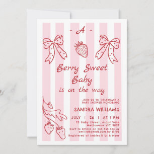 Hand Drawn Red Strawberry Baby Shower Invitation
