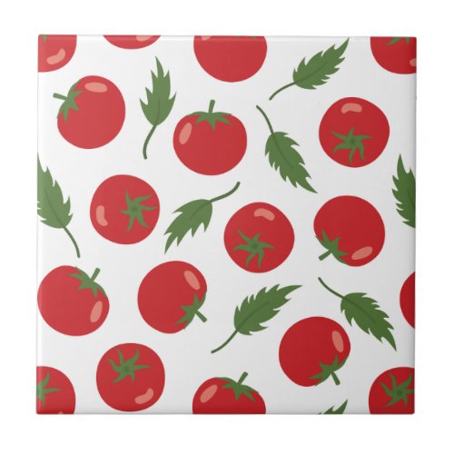 Hand Drawn Red Tomato Pattern Ceramic Tile