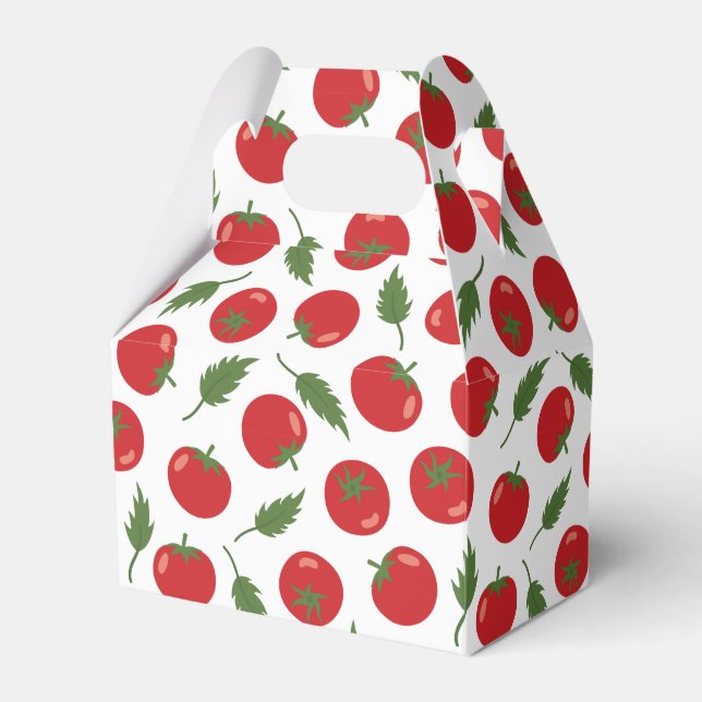Hand Drawn Red Tomato Pattern Favor Boxes (Front Side)