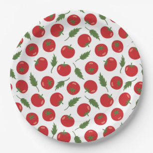 Hand Drawn Red Tomato Pattern Paper Plates