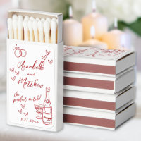 Hand Drawn Red Wedding Matchbook Favors