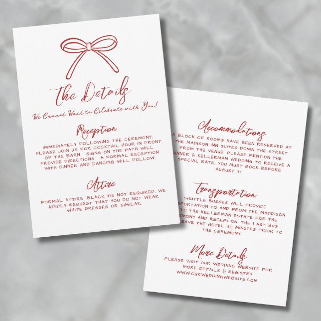 Hand Drawn Red Whimsical Wedding Details Enclosure Card (Hand Drawn Red Whimsical Wedding Details Enclosure Card)