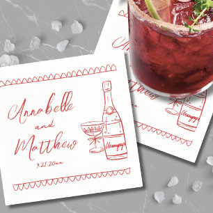 Hand Drawn Red Whimsical Wedding Napkins