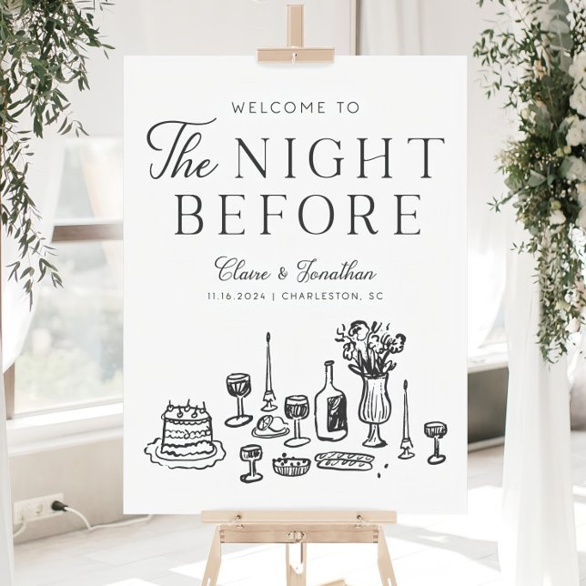 Hand Drawn Rehearsal Dinner Sign, The Night Before Foam Board (Creator Uploaded)