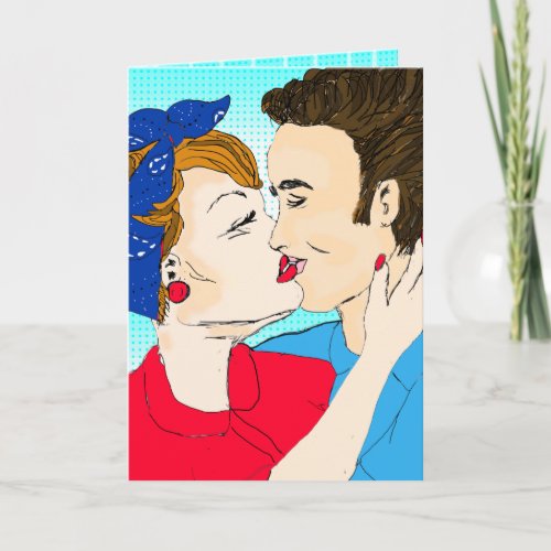 Hand drawn Retro Art Couples Card