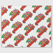Hand drawn retro Christmas car Wrapping Paper | Zazzle