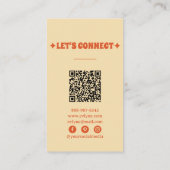 Hand Drawn Retro Colorful QR Code Boho 70s Floral Business Card | Zazzle