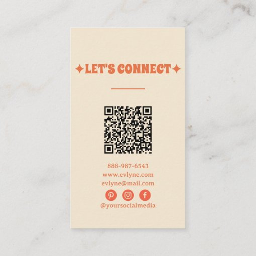 Hand Drawn Retro Colorful QR Code Boho Chic Floral Business Card | Zazzle