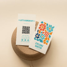 Hand Drawn Retro Colorful QR Code Boho Floral