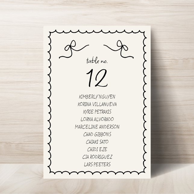 Hand Drawn Retro French Wedding Seating Chart Card (Creator Uploaded)