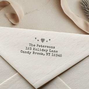 Hand-Drawn Retro Heart Stars Christmas Family Self-inking Stamp