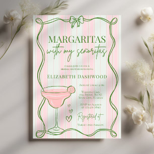 Hand Drawn Retro Margaritas Cocktail Bridal Shower Invitation