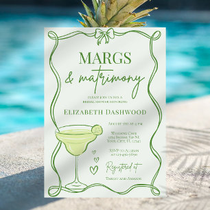 Hand Drawn Retro Margs & Matrimony Bridal Shower Invitation