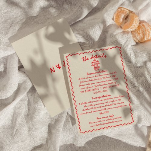 Hand_Drawn Retro Quirky Unique Wedding Details Enclosure Card