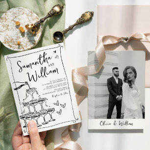 Hand Drawn Retro Scribble Photo Wedding Invitation