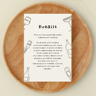 Hand Drawn Retro Sketch B&W Wedding Details Enclosure Card