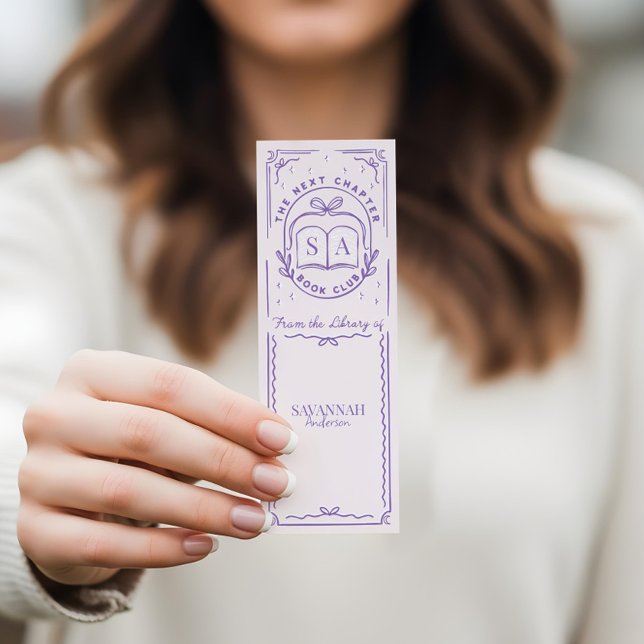 Hand Drawn Retro Sketch Book Club Name & Monogram Bookmarks (Hand Drawn Retro Sketch Book Club Name & Monogram Bookmarks)