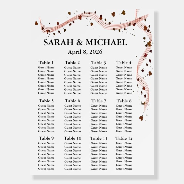 Hand Drawn Ribbon Seating Chart Foam Boards (Front)