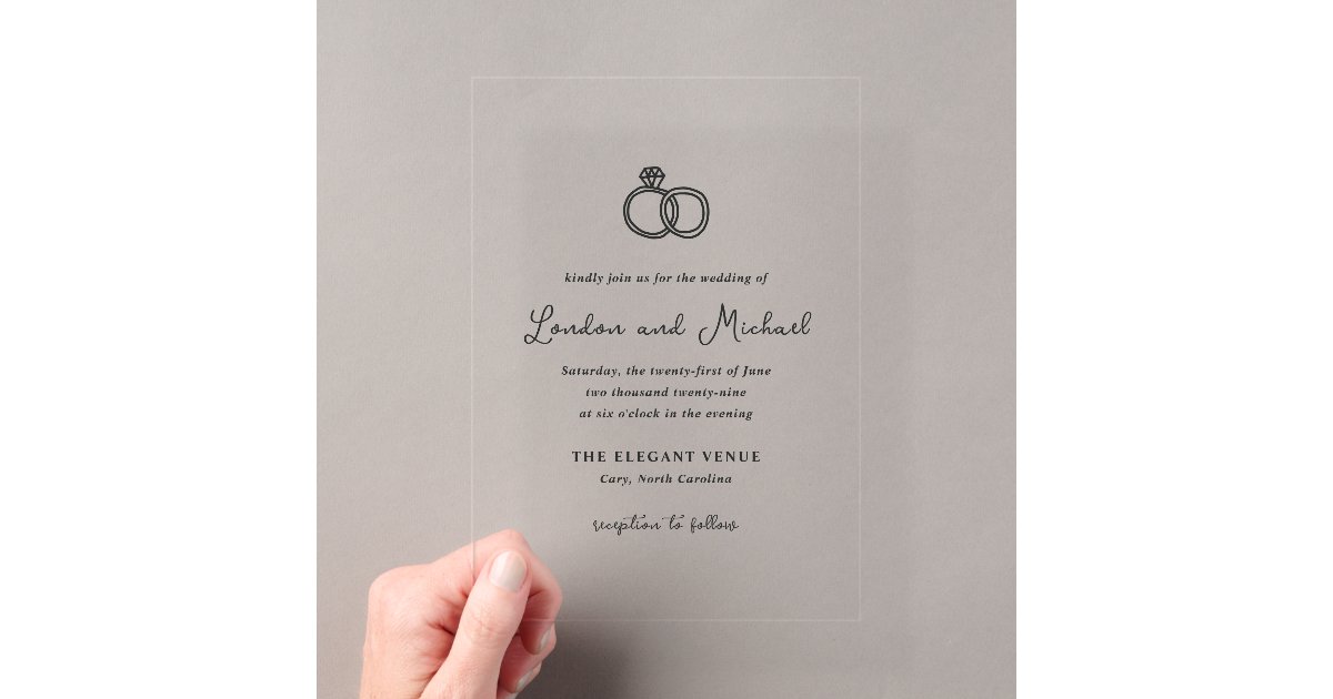 Hand Drawn Rings Doodle Modern Wedding Acrylic Invitations | Zazzle
