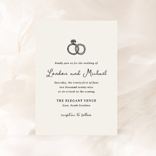 Hand Drawn Rings Doodle Modern Wedding Invitation