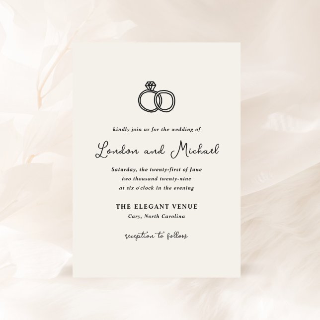 Hand Drawn Rings Doodle Modern Wedding Invitation (Creator Uploaded)