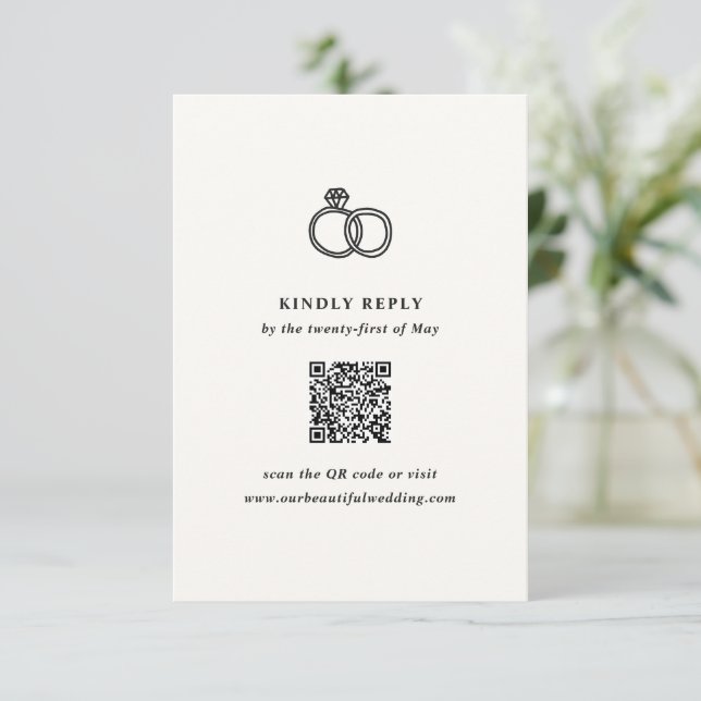 Hand Drawn Rings Doodle Modern Wedding RSVP Card (Standing Front)