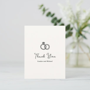 Hand Drawn Rings Doodle Modern Wedding Thank You Card