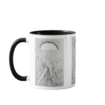 Hand-drawn road and evergreens with moon Mug