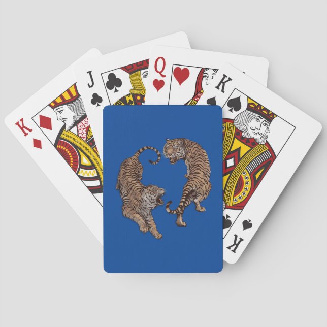 Hand drawn roaring yin yang tigers  poker cards (Back)