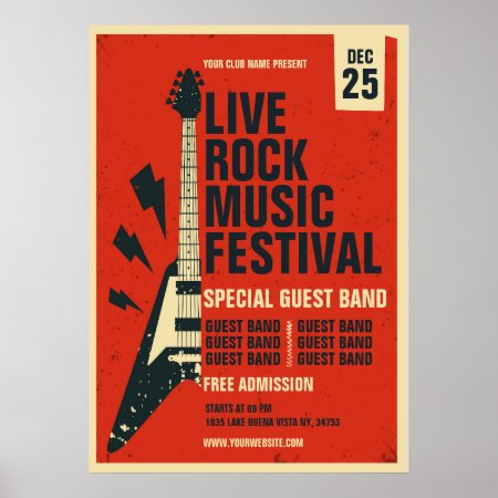 Hand Drawn Rock Music Festival Template  Poster