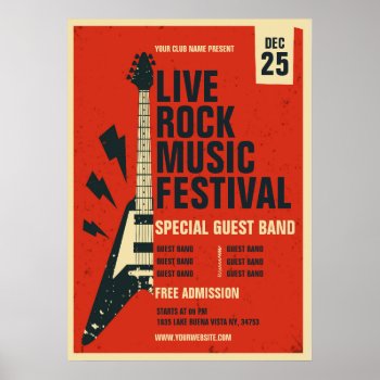 Hand Drawn Rock Music Festival Template  Poster by Pick_Up_Me at Zazzle
