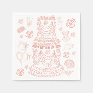 Hand Drawn Rococo Soft Renaissance Coquette Party Napkins