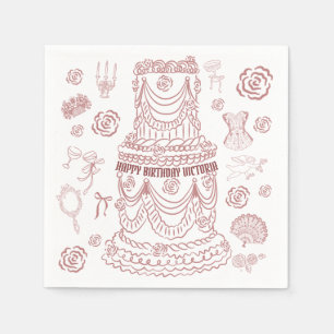 Hand Drawn Rococo Soft Renaissance Coquette Party Napkins