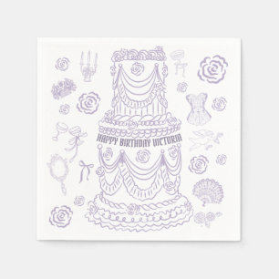 Hand Drawn Rococo Soft Renaissance Coquette Party Napkins