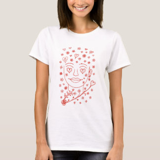 Hand-Drawn Romantic Line Art Illustration T-Shirt