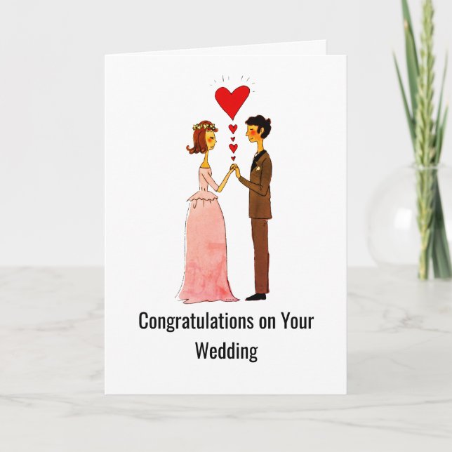 Hand-Drawn Romantic Wedding Couple Card (Front)