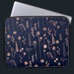 Hand drawn rose gold cute dries pressed flowers laptop sleeve<br><div class="desc">Hand drawn rose gold cute dried pressed flowers illustration navy blue</div>