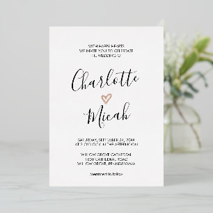 Hand Drawn Rose Gold Foil Heart Wedding Invitation