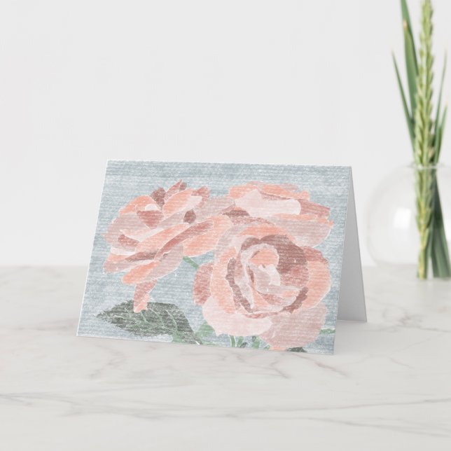 Hand Drawn Roses Blank Greeting Card (Front)