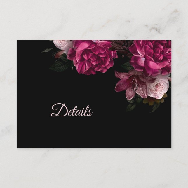 Hand Drawn Roses  Dark Moody Enclosure Card (Front)