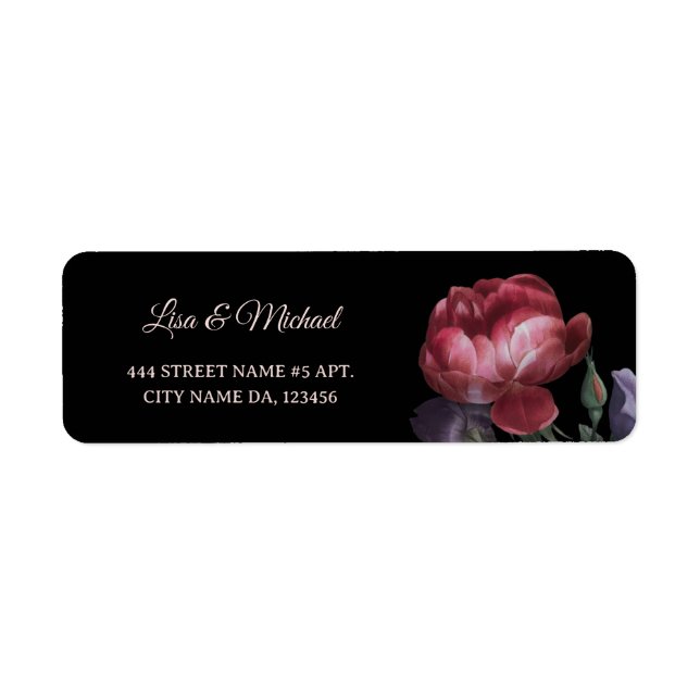 Hand Drawn Roses Flower Black Label (Front)