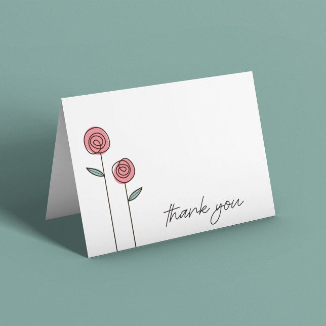 Hand Drawn Roses Thank You Card (Creator Uploaded)